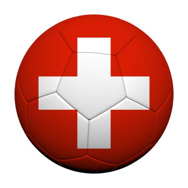İsviçre bayrağı desen 3d render bir futbol topu