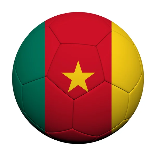 Kamerun Flaggenmuster 3D-Darstellung eines Fußballs — Stockfoto