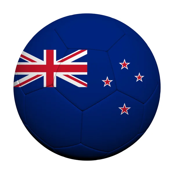 Nova Zelândia Bandeira Padrão 3d renderização de uma bola de futebol — Fotografia de Stock