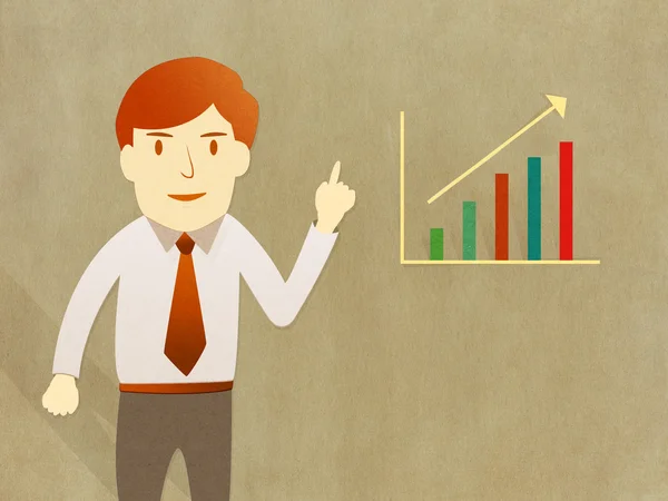Business man present growth progress graph — Stock Photo, Image