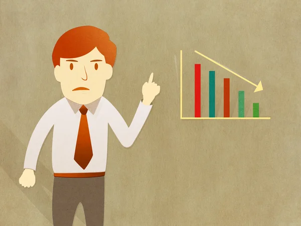 Üzleti ember boldogtalan növekedési folyamatban grafikon — Stock Fotó