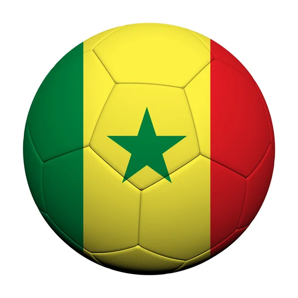 Senegal Flaggenmuster 3D-Darstellung eines Fußballs — Stockfoto