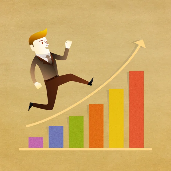 Conceptual image - Business man run on graph — Stock Photo, Image