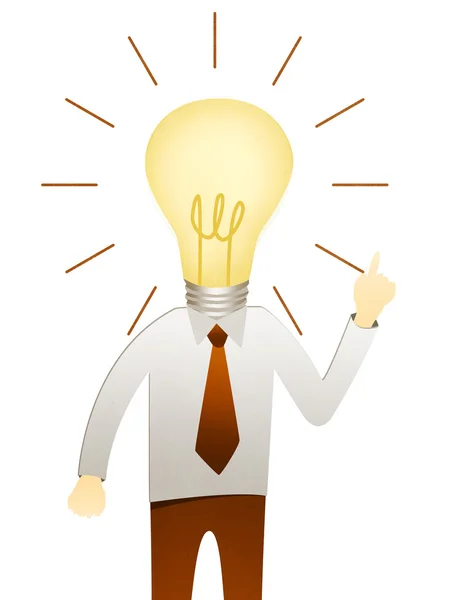 Business man with head idea lightbulb — Stock Photo, Image