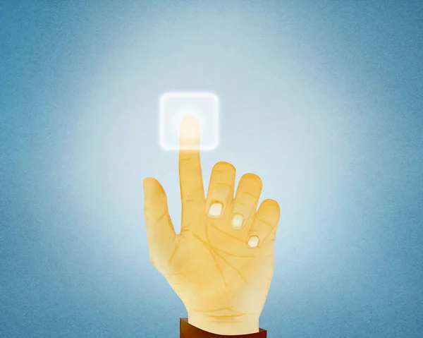 Papierstruktur, Handgesten auf dem Touchscreen — Stockfoto