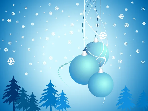 Kreslené vánoční zvonek na sněhu modré pozadí — Stock fotografie