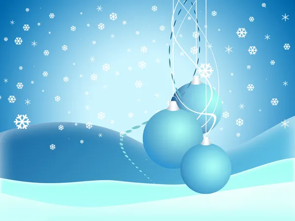 Cartoon Christmas bell on snow blue background — Stock Photo, Image