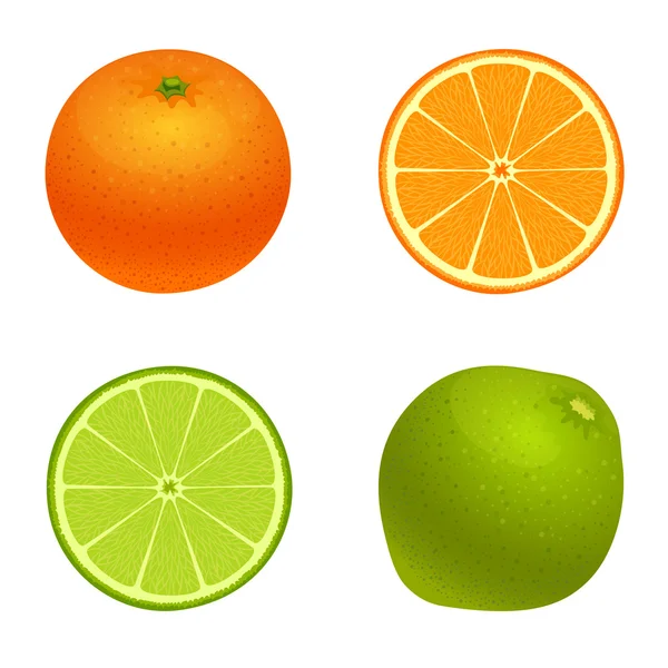 Limão e laranja — Vetor de Stock