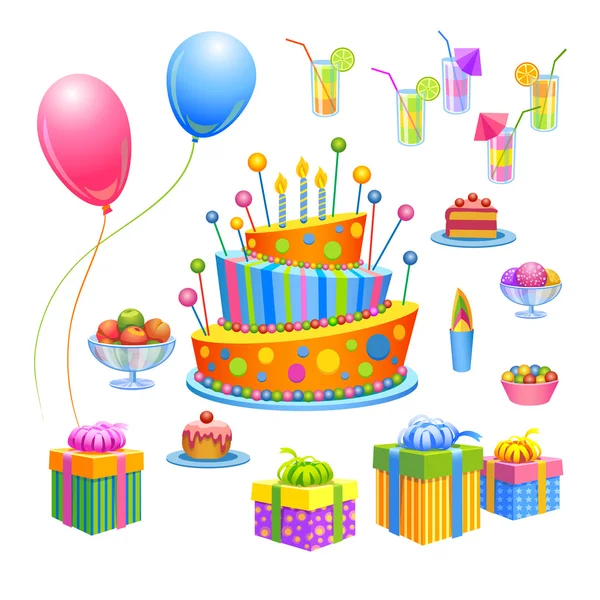 Ilustración vectorial - conjunto de cumpleaños — Vector de stock