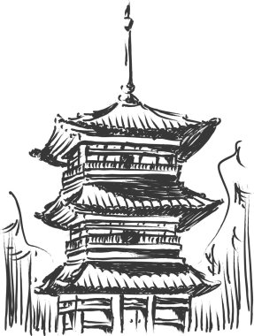 Sketch of Japan Landmark - Kiyomizu Temple clipart