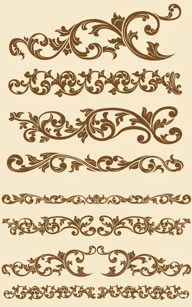Jawajski wzór kwiatowy ornament zestaw 1 — Wektor stockowy