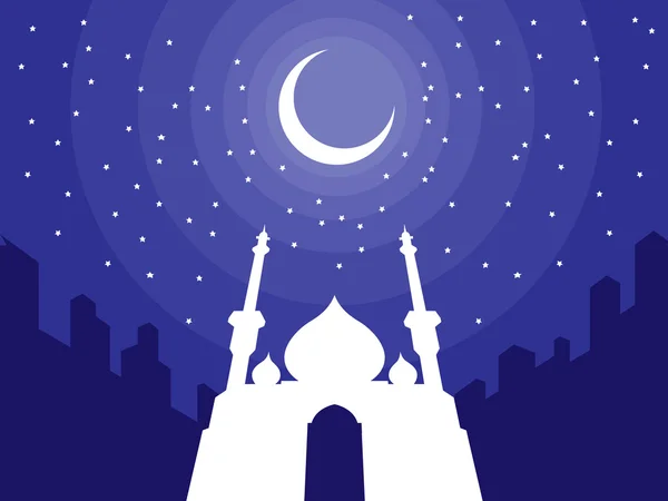 Ramadã e Eid Mubarak Saudação 3 — Vetor de Stock