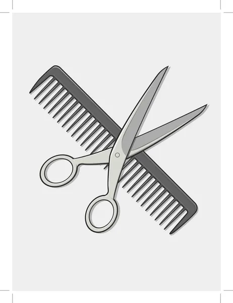 Friseurschere und Kamm — Stockvektor