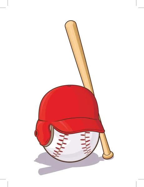 Basebollboll med hjälm och bat — Stock vektor