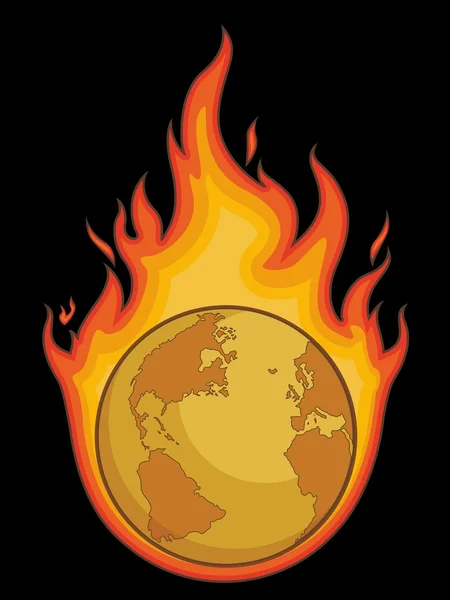 Burning Desolated Earth — Stock Vector