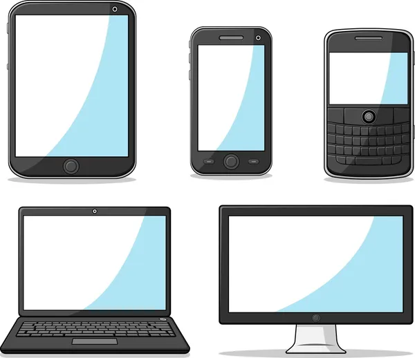 小工具-智能手机、 平板电脑、 笔记本电脑、 计算机 — 图库矢量图片