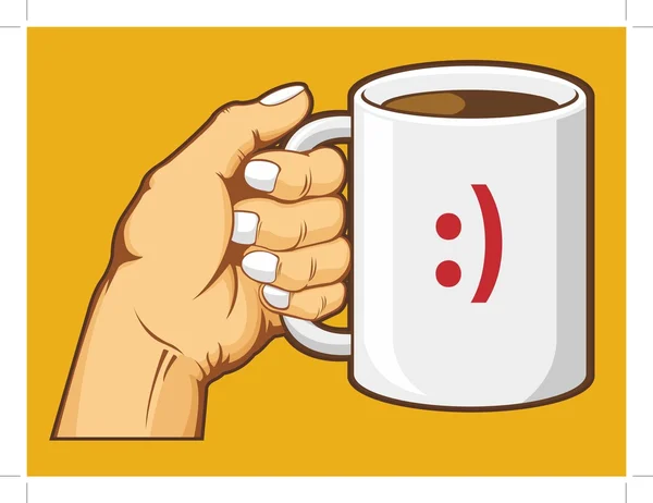 Tasse à café main tenant — Image vectorielle