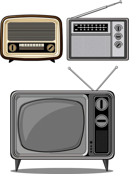 复古的电视台和广播电台 — 图库矢量图片