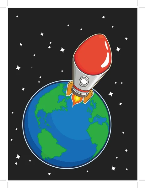 火箭从地球起飞 — 图库矢量图片