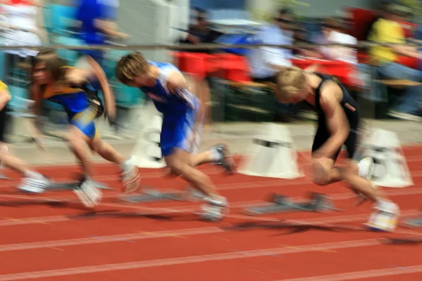 100 meter run out of focus — Stock Photo, Image