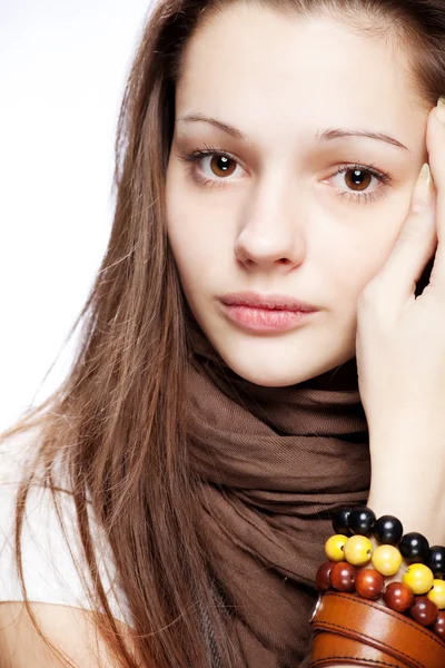 Tizenéves lány felett fehér — Stock Fotó