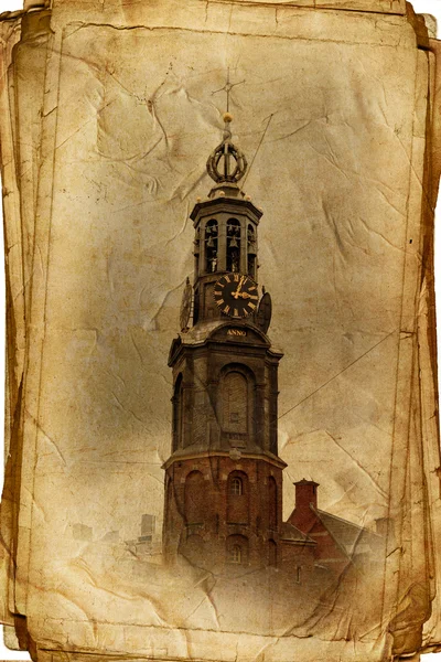 芸術的なレトロなスタイルで作られてハーレムの古いオランダ語都市の景色 — ストック写真