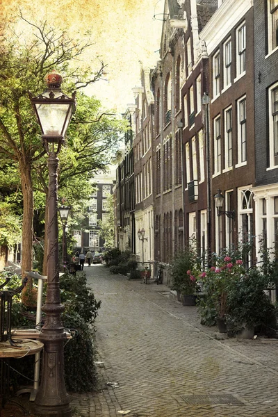 Ansichten des alten Amsterdam im künstlerischen Retro-Stil — Stockfoto