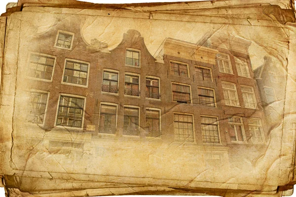 Rues du Vieux Amsterdam réalisées dans un style rétro — Photo