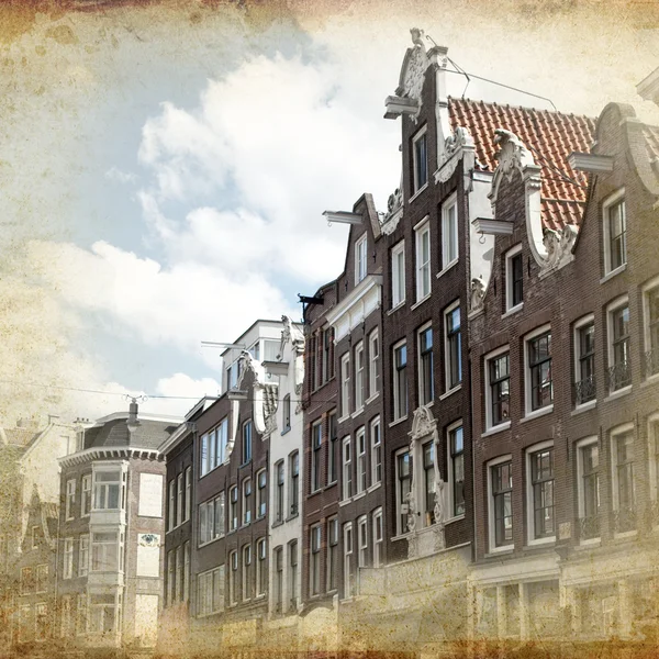 Απόψεις του παλιού Άμστερνταμ στην καλλιτεχνική ρετρό στυλ — Φωτογραφία Αρχείου