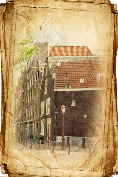 Streets of Old Amsterdam made in retro style — Stock Photo, Image