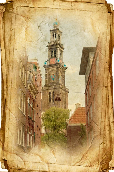 Straßen des alten Amsterdam im Retro-Stil — Stockfoto