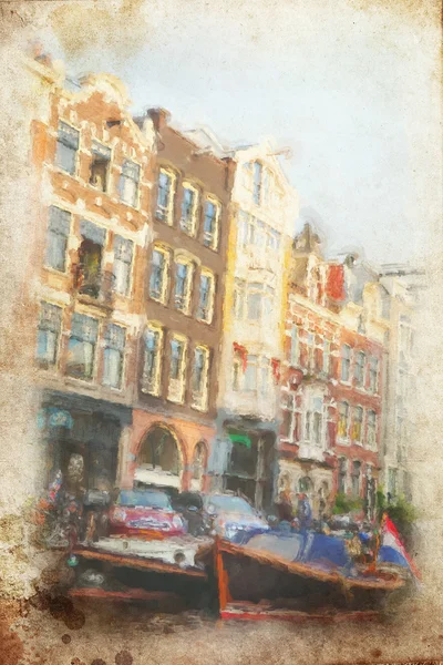 Rues d'amsterdam réalisées dans un style artistique — Photo
