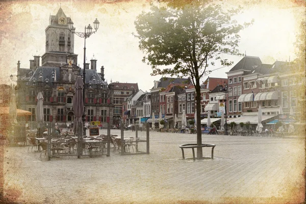 Виды старой части города, выполненные в стиле ретро — стоковое фото