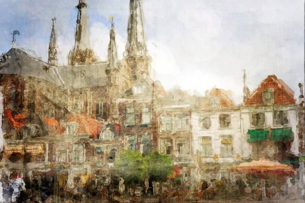 Utcán amszterdami készült művészi stílusban Stock Kép