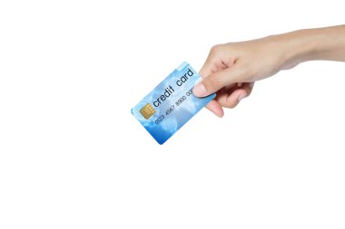 Credit card holded by hand clipart