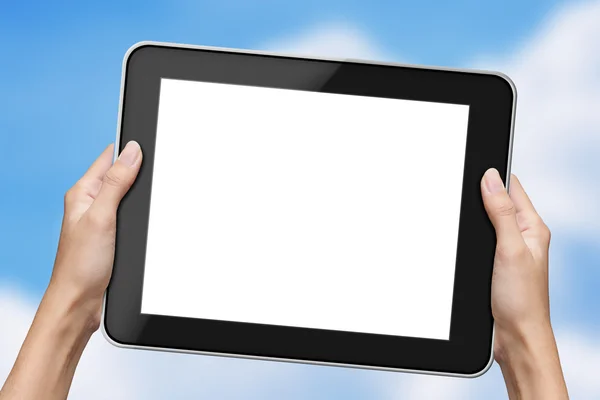 Hand holding tablet — Stock Photo, Image