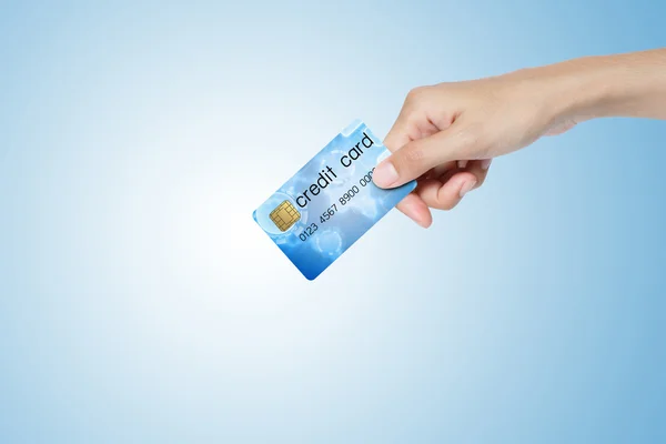 Kreditní karta pořádají ručně — Stock fotografie