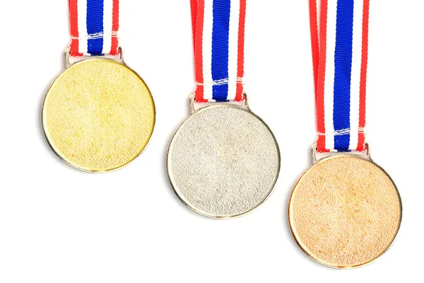 Χρυσό μετάλλιο & κορδέλα απομονωθεί. — Φωτογραφία Αρχείου