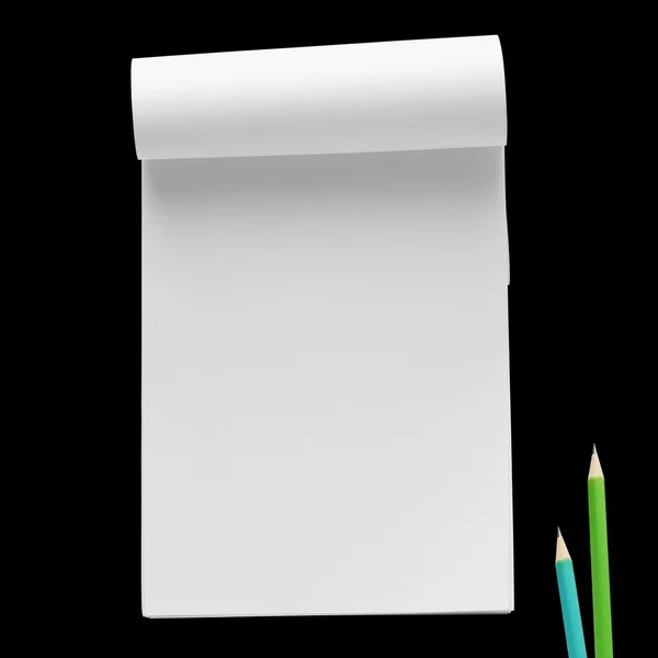Zápisník z papíru s tužkou — Stock fotografie