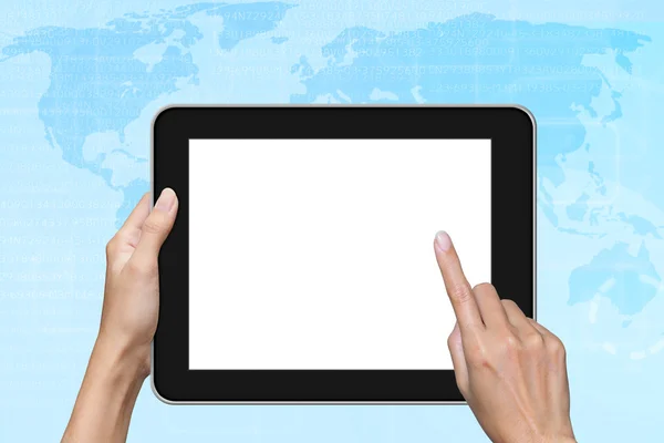 Hand touch screen tablet pc. — Stock Photo, Image