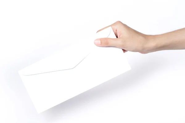 Hand giving a blank envelope — Stock Photo, Image