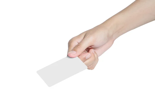 Mão dando cartão branco em branco — Fotografia de Stock