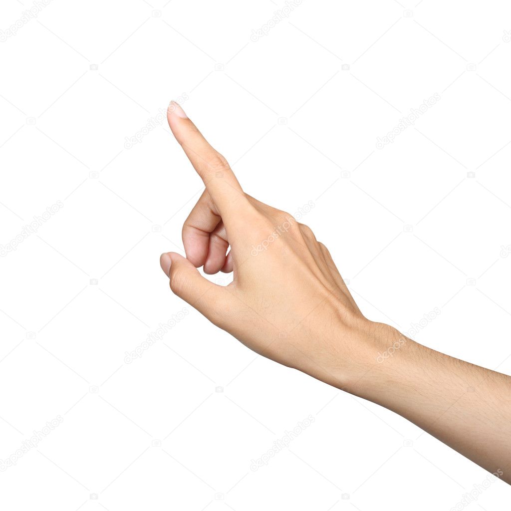 Finger point isolated white background