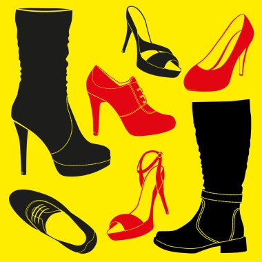 Different kinds of footwear clipart