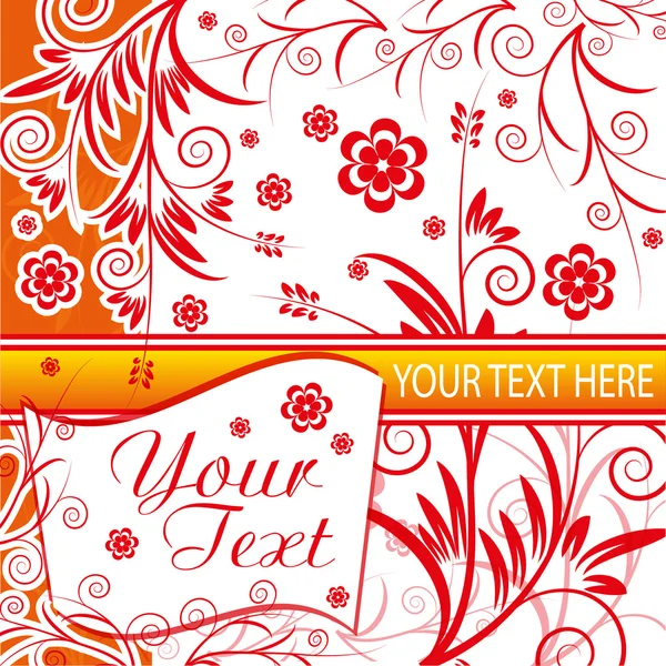 Carte de motif floral vectoriel coloré avec une couleur rouge . — Image vectorielle