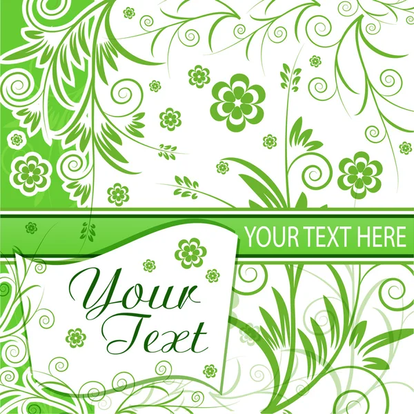 Cartão de padrão floral colorido vetorial na cor verde . — Vetor de Stock