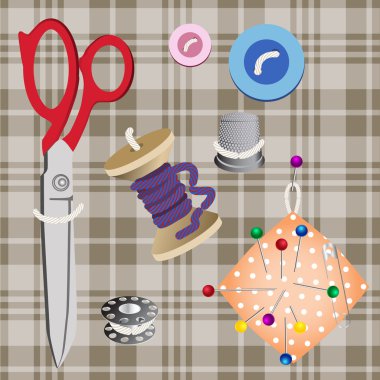 Set of subjects for sewing. clipart