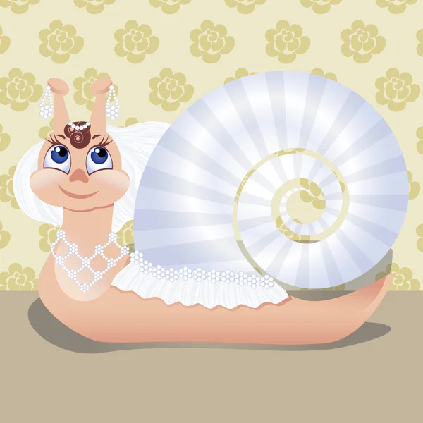 Escargot la mariée dans un voile ou un escargot est fiancée . — Image vectorielle
