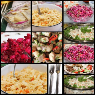 Russian Style Salads collage clipart