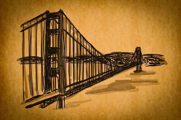 自由手绘集合： 旧金山金门大桥 — 图库照片